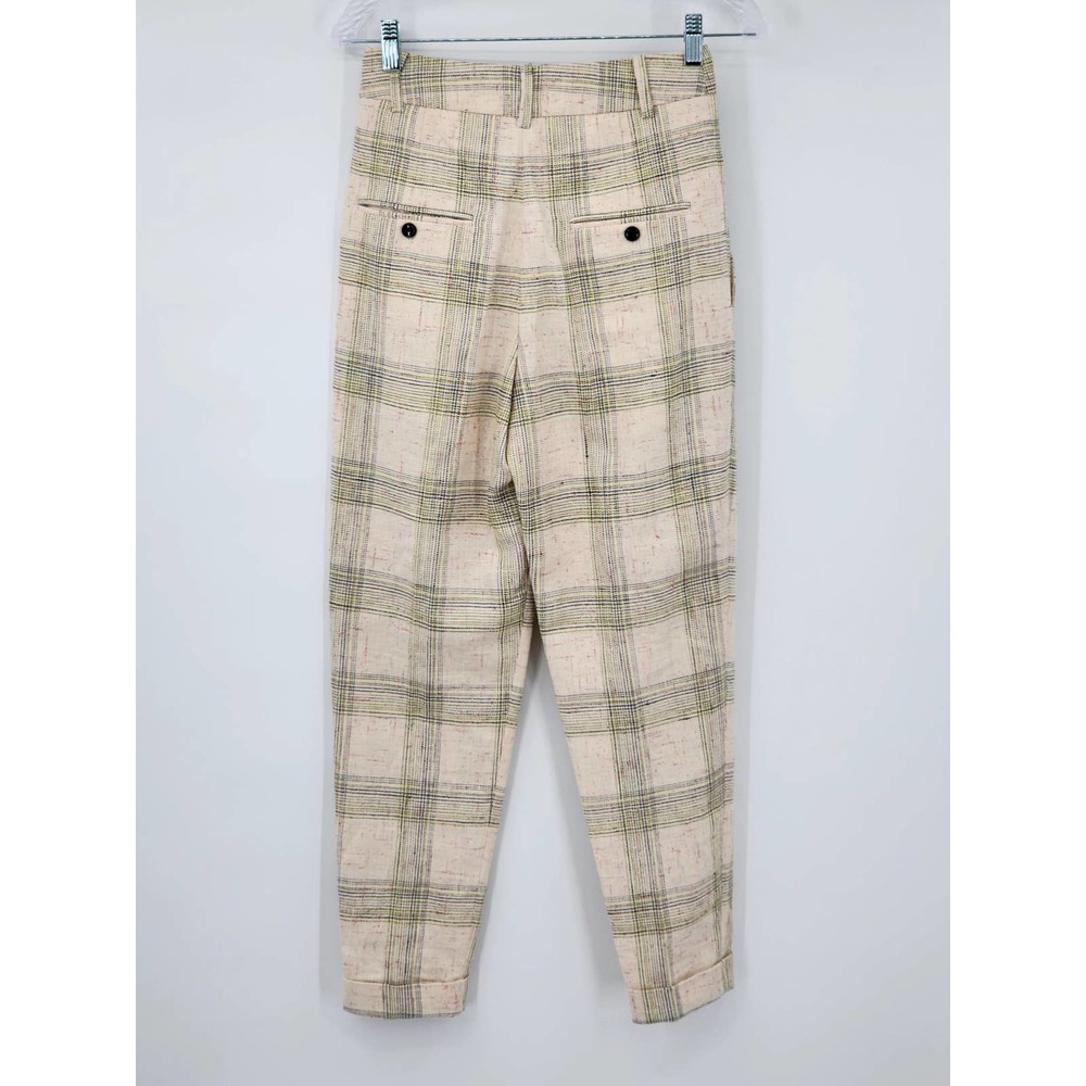 Isabel Marant Women's Oceyo Linen Silk Trouser Pants Plaid Size 2 NWT - Picture 3 of 9